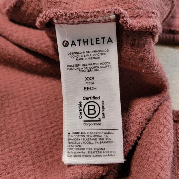 Athleta Size XXS Coaster Luxe Waffle Hoodie Sweatshirt in Tawny Rose Oversized - Picture 9 of 11